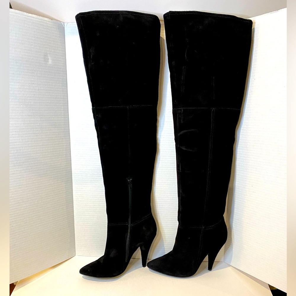 EUC Browns Size 39 US 9B Women’s Black Suede Thigh High Boots with High Heels